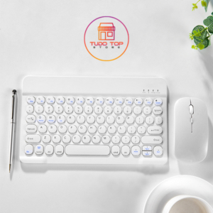 Teclado sem fio + mouse na cor branco