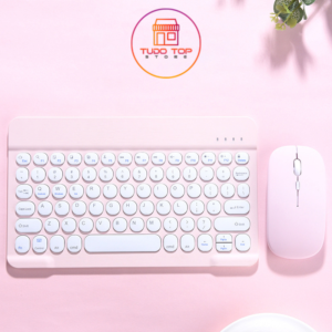 Teclado sem fio + mouse na cor rosa