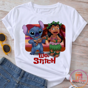 camiseta lilo e stitch na cor branca