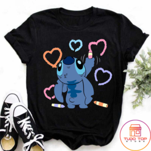 camiseta lilo e stitch na cor preta