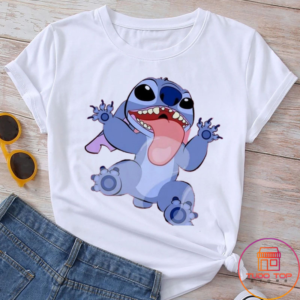 camiseta lilo e stitch na cor branca