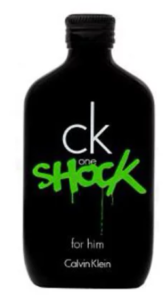 frasco de ck one shock masculino em fundo branco