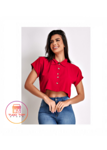 Cropped estilo social em viscolinho na cor vermelho