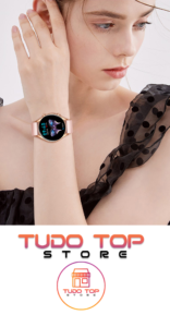 modelo usando o top watch i20 da tudo top store