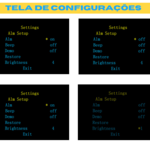 tela de configurações ao fundo preto